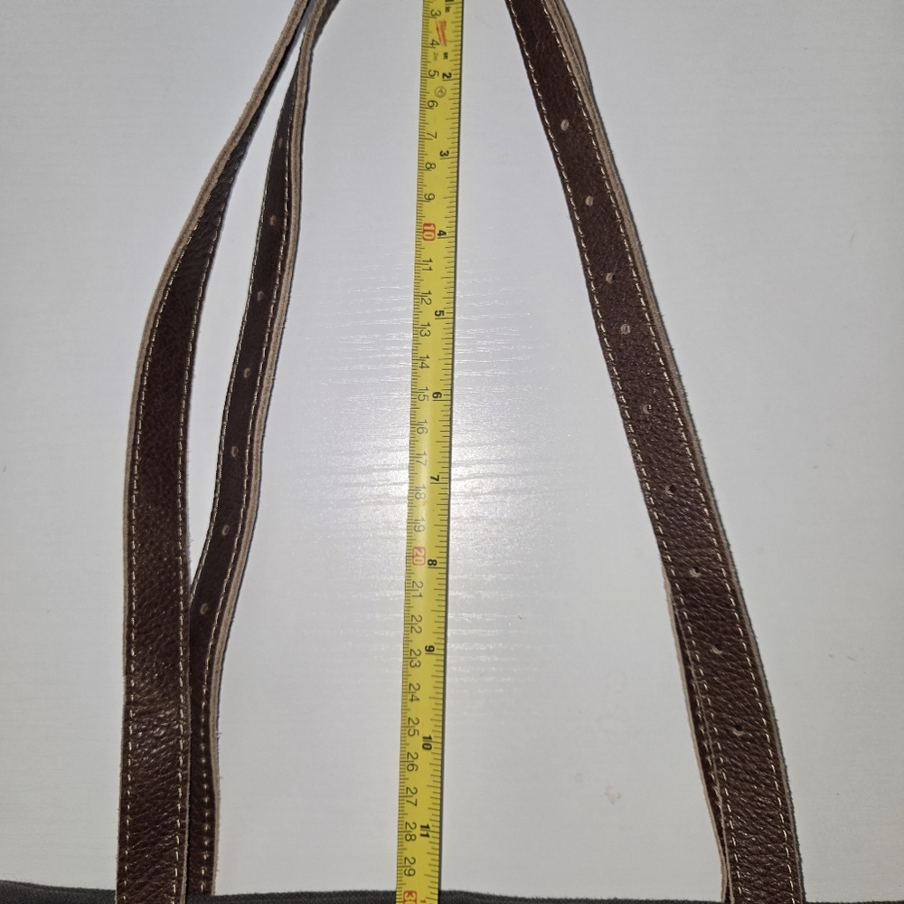 MYRA Bicycle Print Canvas/ Leather Tote Bag S-0935 18" X 13"  12"handles - Picture 6 of 15